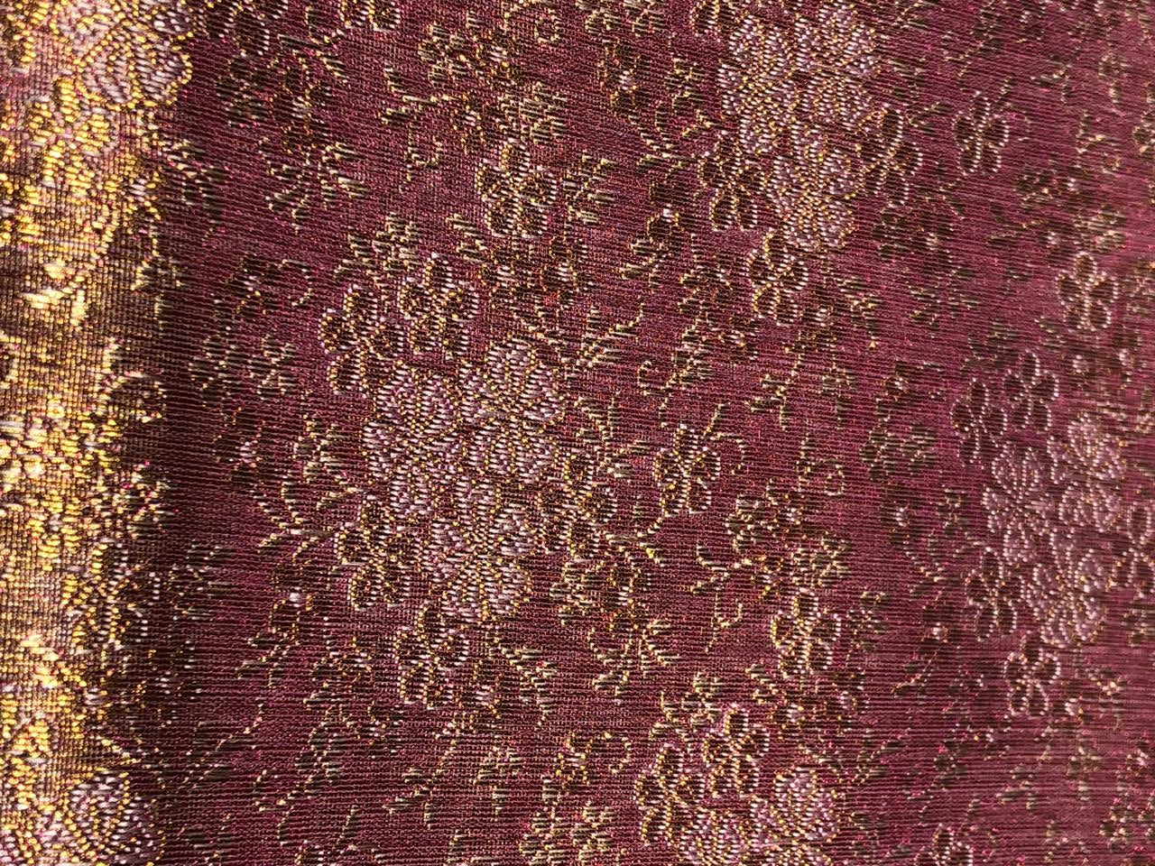 Silk Brocade fabric 44" two tone pink x gold floral  jacquard BRO1046[3]