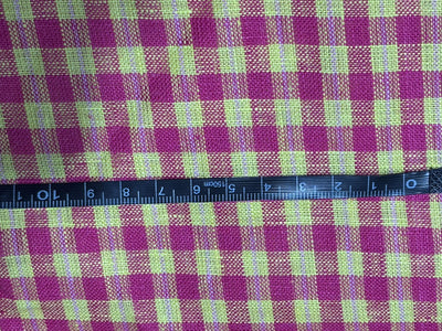 100% Linen  plaids 44 Lea Fabric 58" wide bright pink and yellow [17595]