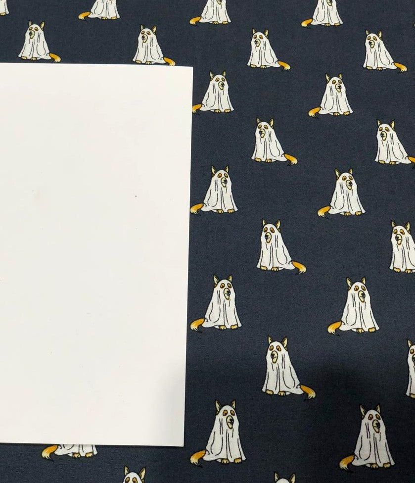 100% Cotton Poplin charcoal black 58" wide hungry dog white print  [17625]