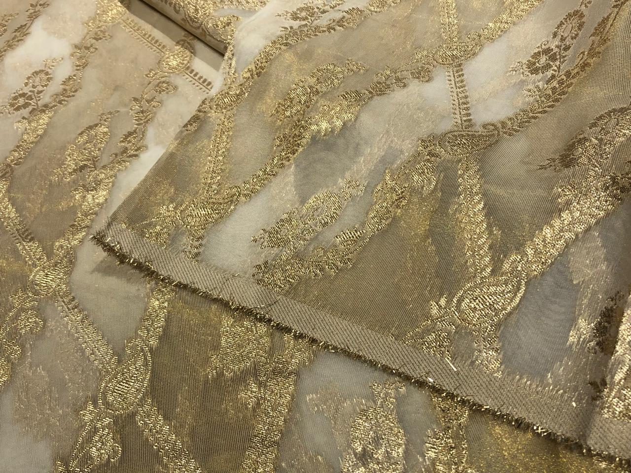 NYLON tissue with jacquard fabric  44"~wide available in 2 designs floral vines and geometric paisleys [17172/73]