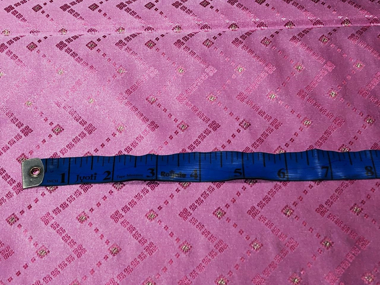 Silk Brocade fabric 44" taffy pink geometric zigzag BRO1038[1]