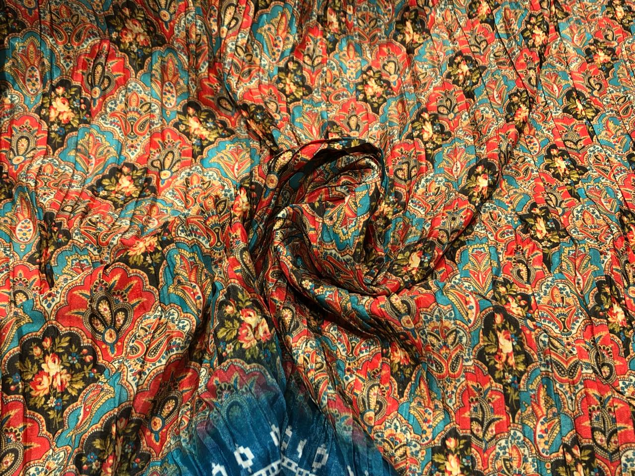 Pleated  Fabric 54'' Wide beautiful Indian design available in three colors [17651/52/53]