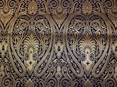 Silk Brocade fabric beautiful paisley  jacquard available in navy and green BRO1073[1/2]]