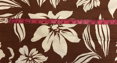 Linen Print Brown floral print [18554]
