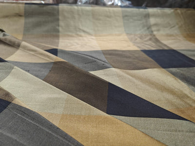 100% PURE SILK DUPIONI FABRIC BLACK,BROWN,CHARCOAL,GOLD,KHAKHEE COLOR PLAIDS 54" WIDE DUPNEWCROLL29