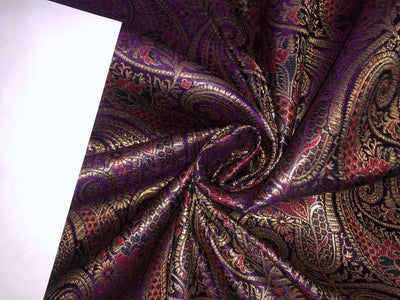 Silk Brocade fabric Purple with metallic gold paisley jacquard color 44" wide BRO890[6]