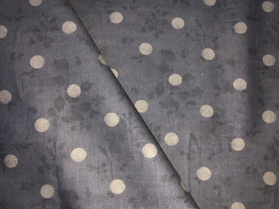 100% linen  digital print fabric 44" wide available in 2 colors grey with floral  dotted and salmon pink dots [15972/15973]