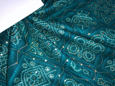 Premium Viscose Rayon fabric with foil print BANDINI LOOK 58" wide available in TWO  colors PINK AND PEACOCK GREEN