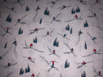 100% Cotton flannel Print 58"wide available in 3 prints penguin, snowmen and skiing on ice