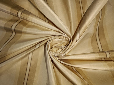 100% Pure Silk TAFETTA Fabric cream and beige color stripe 54" wide TAFS11[3]