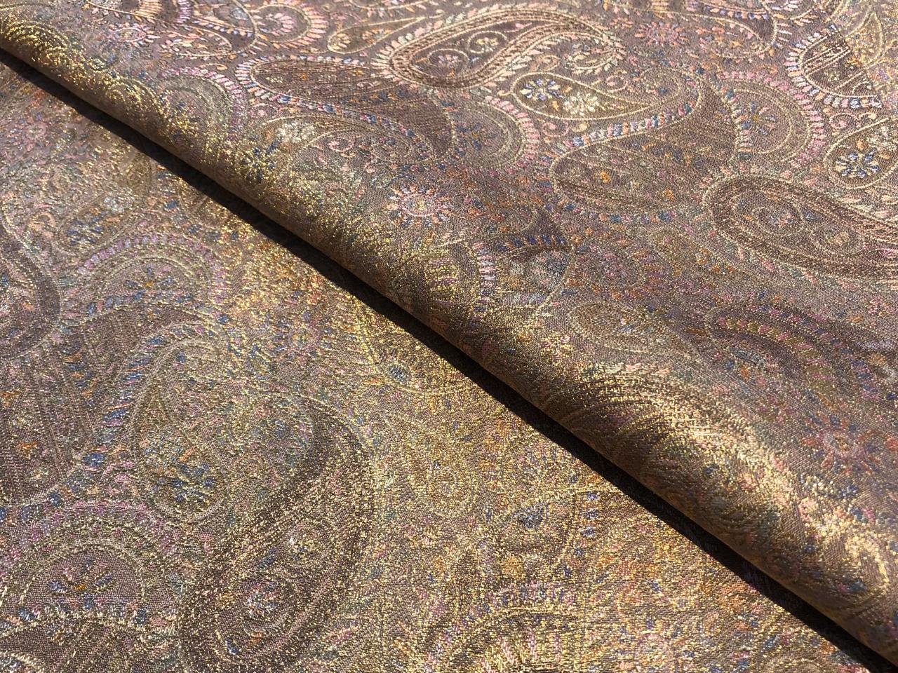 Silk Brocade fabric pastel pink and lilac paisleys BRO1093[3]