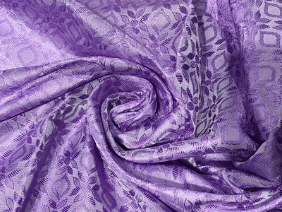 Silk Brocade fabric 44" self geometric  jacquard available in 4 colors pink ,olive , white ivory and lilac BRO1051