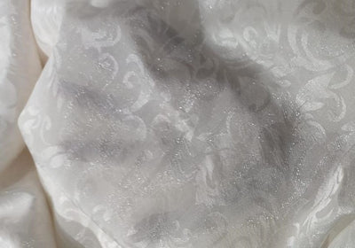 Silk georgette fabric with silver lurex jacquard  44&quot;*[16730]