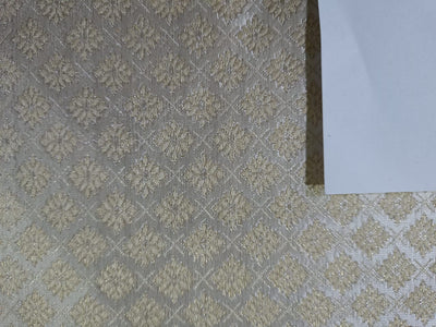 Spun Brocade fabric Ivory & Metallic Gold Color 54" wide BRO226[4]