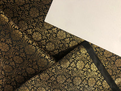 Silk Brocade fabric black with  gold floral jacquard  BRO1021[1]