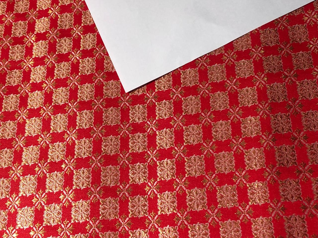 Silk Brocade fabric with leaf  jacquard available in 4 COLORS red ,teal ,plum and pink BRO998[1/2/3/4]