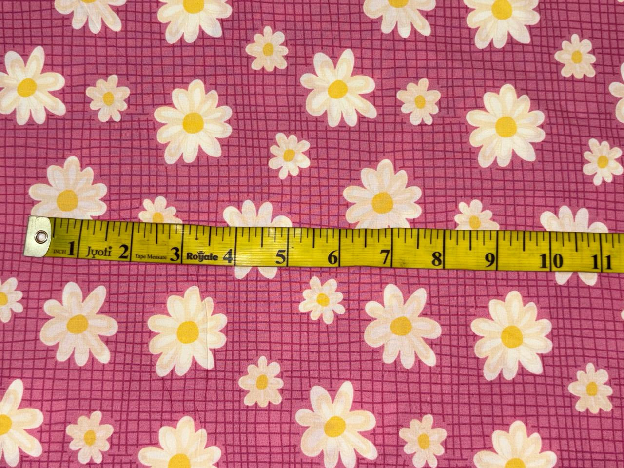 100% Cotton Poplin pink plaids with floral motif print 58" wide [18524]