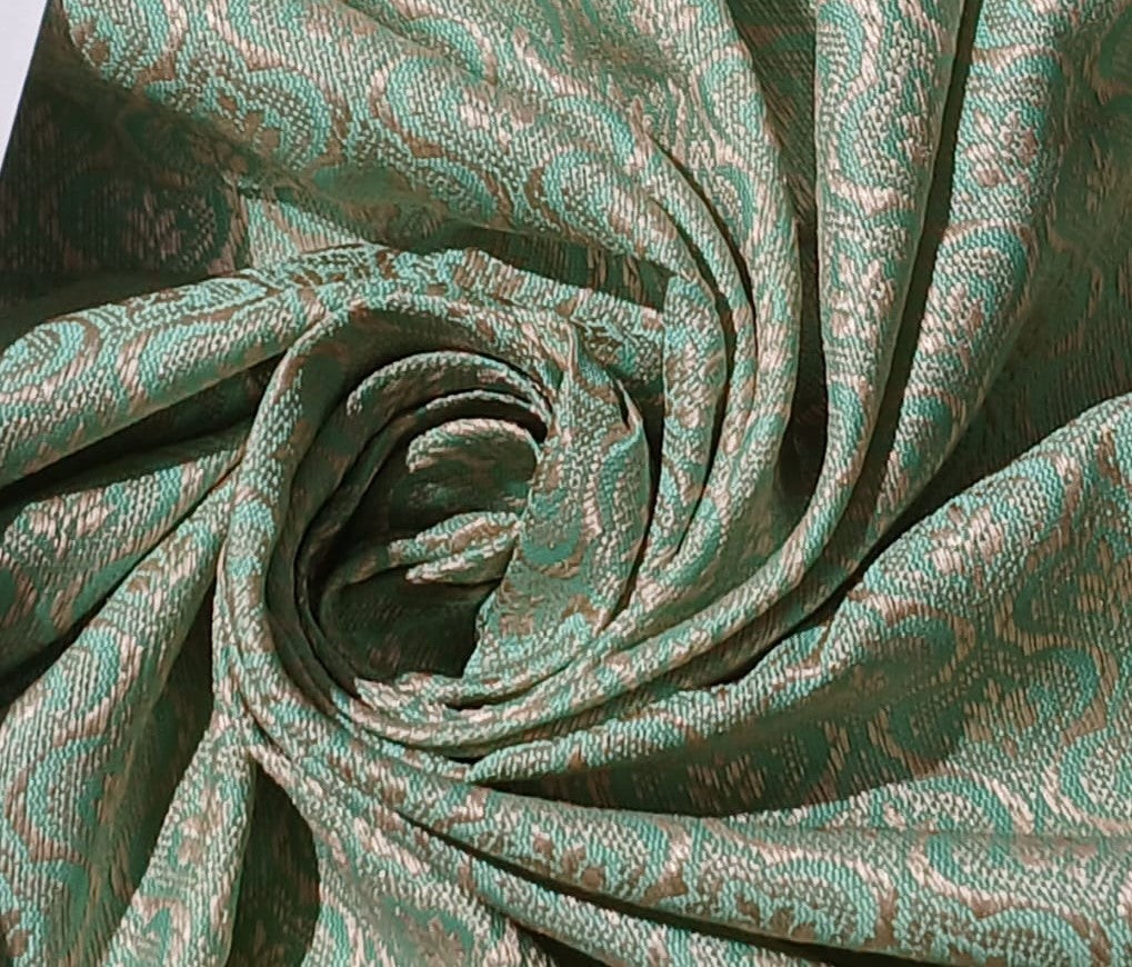 Silk Brocade fabric with leaf  jacquard available in3 colors sky blue , mint and lilac BRO990