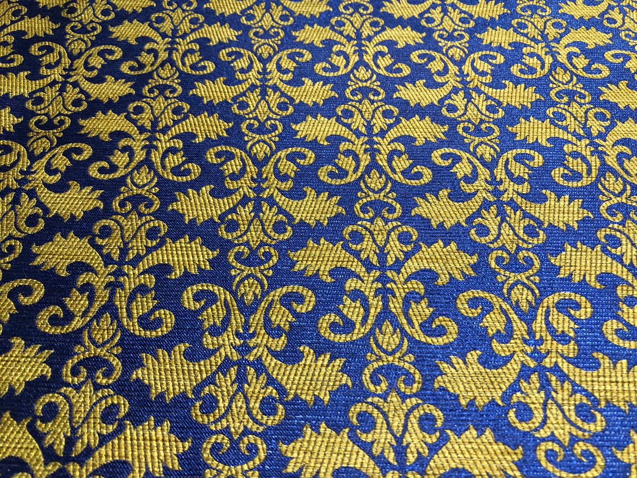 Brocade Fabric all over jacquard in a subtle gold available in 2 colors turquoise and royal blue 44" wide BRO421[1/2]