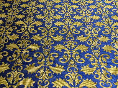 Brocade Fabric all over jacquard in a subtle gold available in 2 colors turquoise and royal blue 44" wide BRO421[1/2]