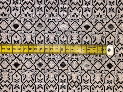 Silk Brocade fabric silver grey and black  BRO1083[1]