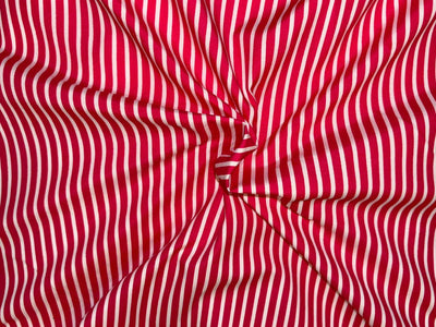 100% Cotton Poplin peach finish  bright pink ,white stripes 58" wide [18527]
