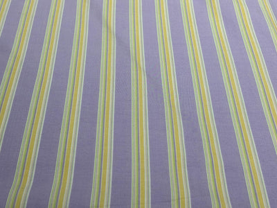 100% Cotton Poplin 56" wide lilac ,yellow and green  stripes  [18267]