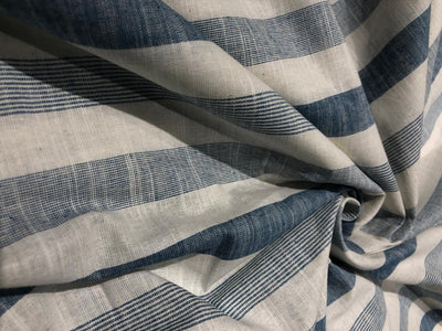 100 % Cotton YARN DYED Stripes white and denim blue color 58"  [17559]