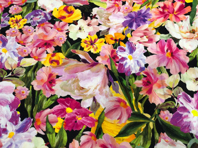 Heavy linen ,cotton and viscose colorful floral digital print [17713]