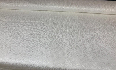 Silk Brocade fabric 44"white ivory motif with subtle lurex dots  BRO1066[1]