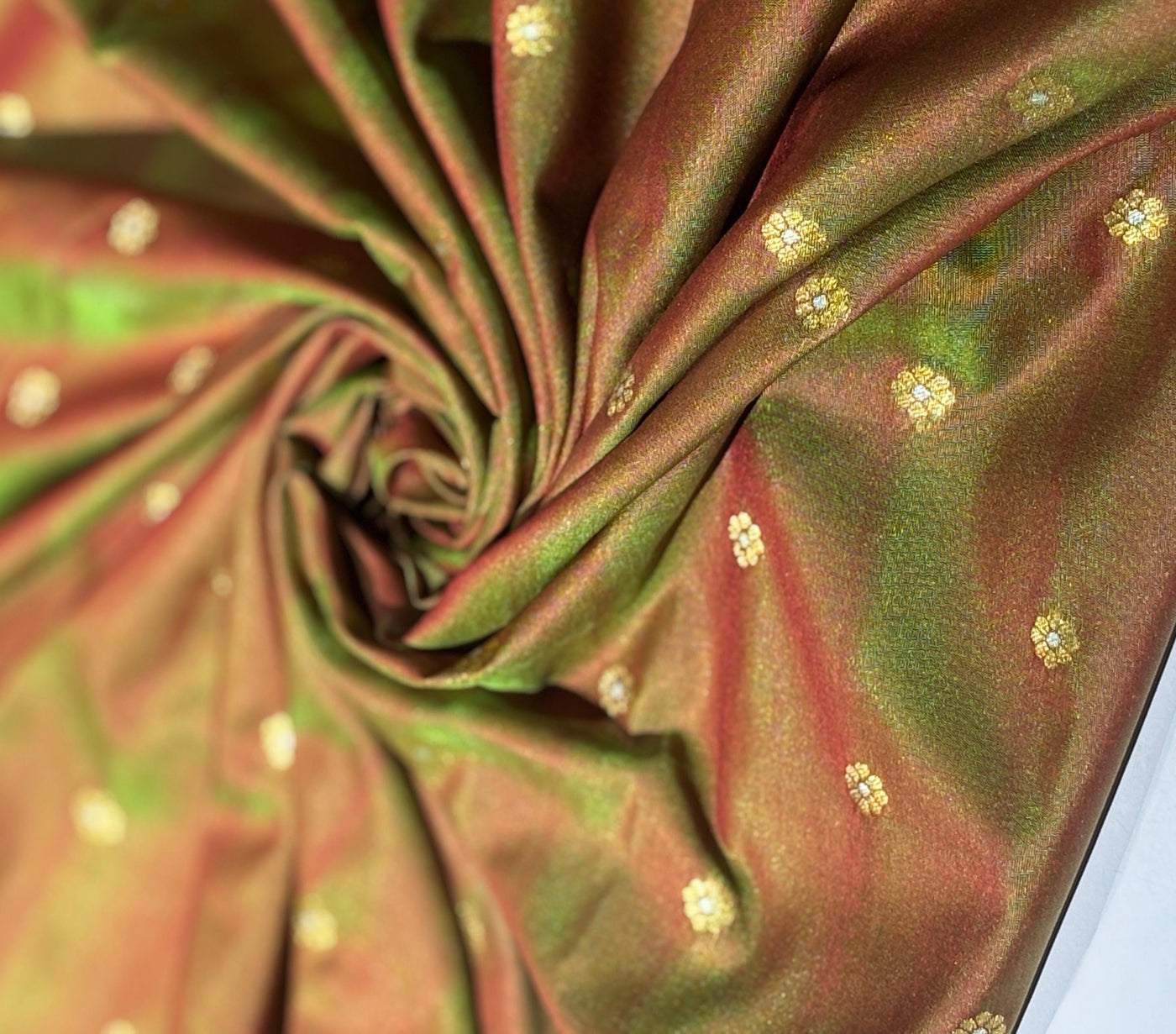 Silk Brocade fabric available in 3 colors two tone red x blue, two tone red x green and royal blue BRO1032