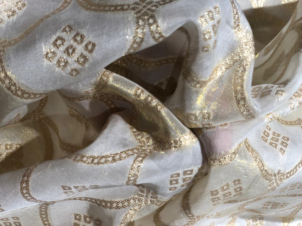 NYLON tissue with jacquard fabric  44"~wide available in 2 designs floral and scallop with motif [17442/551]