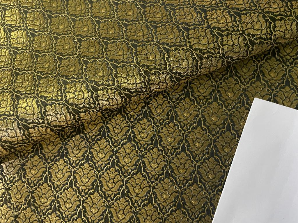 Silk Brocade fabric BLACK X METALIC GOLD 44" wide BRO906[3]