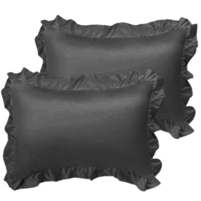 Pure silk satin pillows with fringe  ( Set of 2)