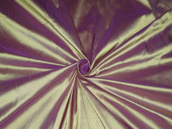 100% PURE SILK DUPIONI FABRIC YELLOW GOLD X PURPLE SHOT COLOR 54" wide DUP205[2]