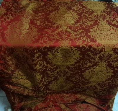 Silk taffeta jacquard fabric Rusty Red &amp; Caramel Gold 54&quot; wide TAFJAC1