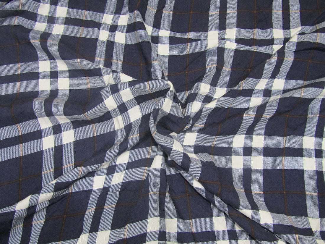 100% heavy rayon fabric navy colour plaids 58&quot; wide