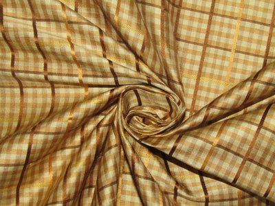 Silk Dupioni Fabric Satin plaids golden brown color 54" wide DUP#C95[3]