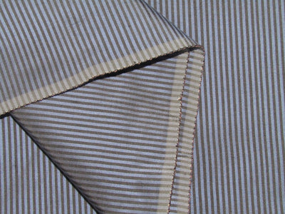 SILK DUPIONI FABRIC blue with charcoal grey stripes 54" wide DUP#S47[2]