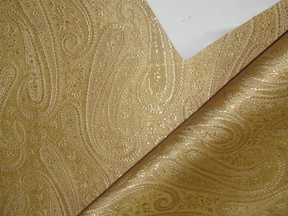 Silk Brocade fabric Gold Color Paisleys 44" wide BRO150[6]