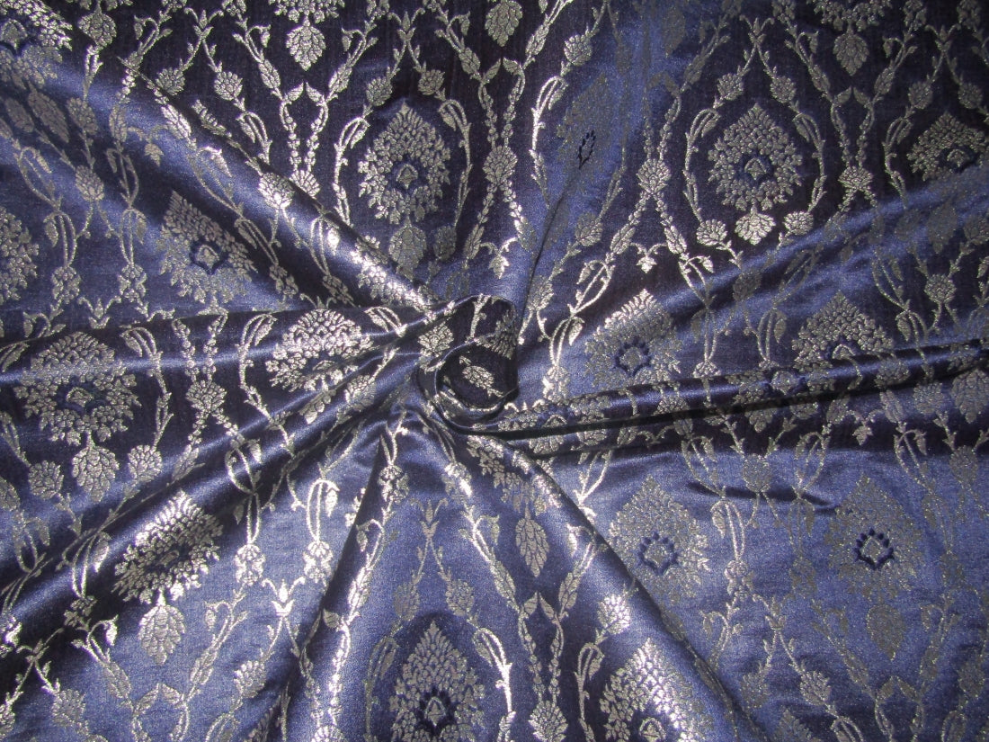 Silk Brocade fabric 44" wide BRO877 available in 4 colours [,Red ,AND METALIC GOLD EGGPLANT AND METALIC SILVER NAVY AND METALIC SILVER PEACH AND METALIC GOLD]