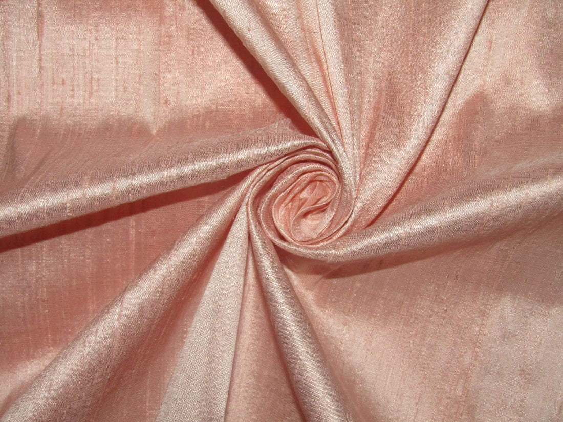 100% pure silk dupioni fabric PEACH PINK color 54" wide with slubs MM51[5]