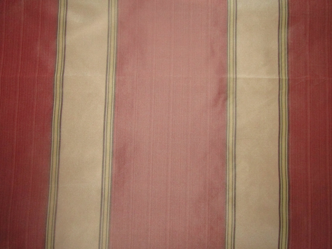 100% Silk Taffeta shades of Salmon and Champagne  color stripes 54" wide TAFNEWS11