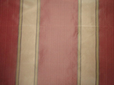 100% Silk Taffeta shades of Salmon and Champagne  color stripes 54" wide TAFNEWS11