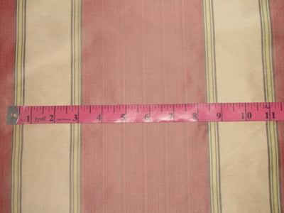 100% Silk Taffeta shades of Salmon and Champagne  color stripes 54" wide TAFNEWS11