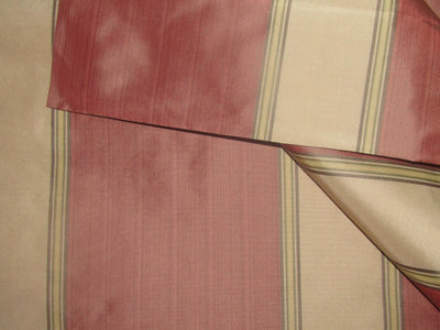 100% Silk Taffeta shades of Salmon and Champagne  color stripes 54" wide TAFNEWS11