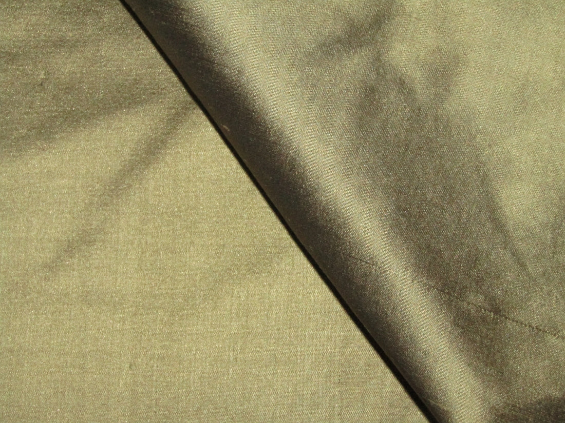 100% Pure SILK Dupion FABRIC KHAKHI BLACK Shot color 54" wide DUPA[7]