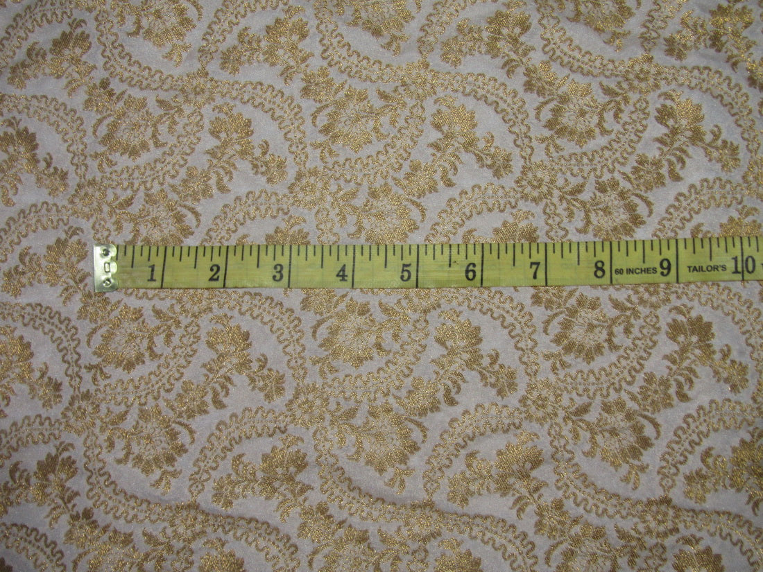 Silk DUPION Brocade fabric IVORY x metallic gold color 44" wide BRO728[3]
