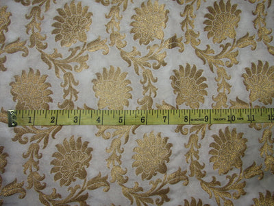 Silk DUPION Brocade fabric IVORY x metallic gold color 44" wide BRO728[2]