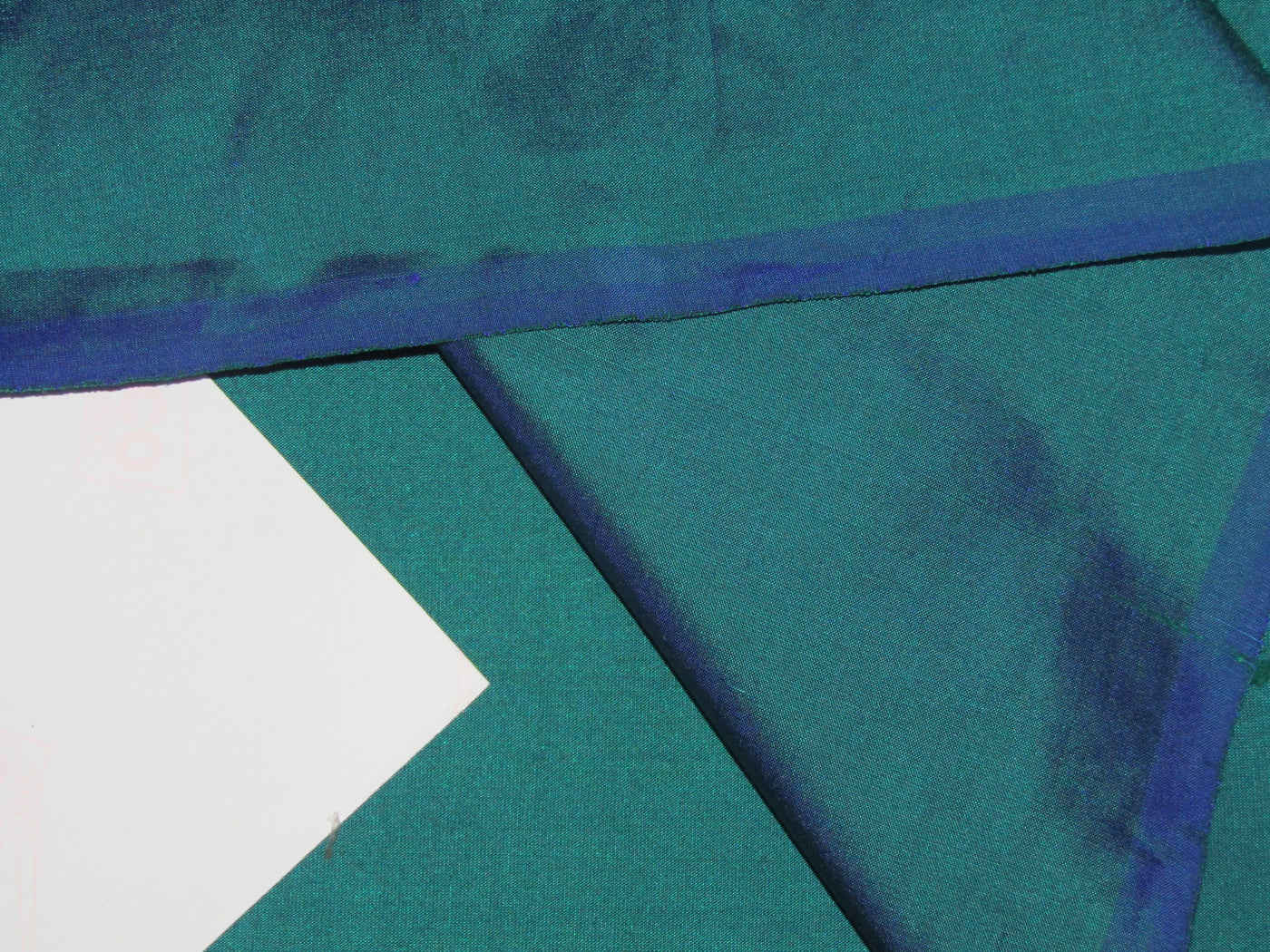 100% Pure SILK Dupioni FABRIC Kingfisher Green x Blue shot colour 54" wide DUP52[2]
